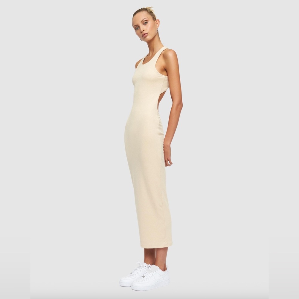 Lioness Cream backless midi dress